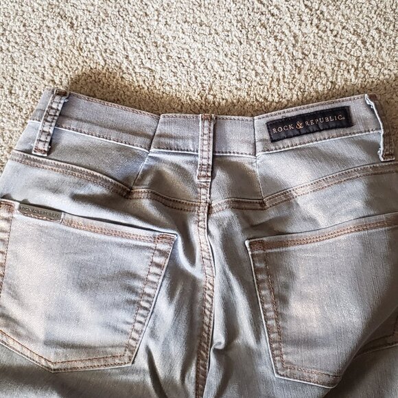 Faded White Gold Bronze Metallic Jeans Rock and Republic - Picture 9 of 16